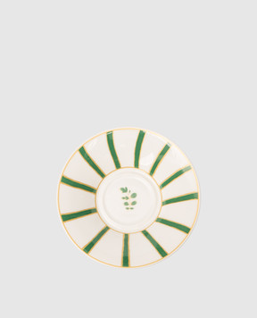 Geminiano Cozzi 1765 White porcelain saucer for coffee cup Striche Verdi e Oro TTCMI069036