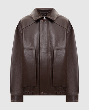 Babe Pay Pls Brown leather jacket with embossed grain 2533ASTON