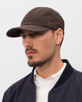 ISAIA Brown linen cap BRT01421040
