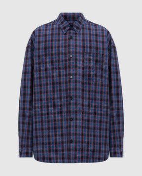 Juun.j Blue checked shirt with logo JC6164P05X