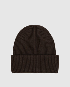 Moncler Brown cashmere hat with logo patch L20913B00085M1223