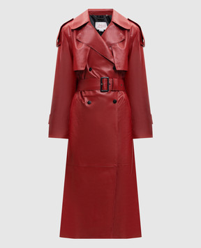 Babe Pay Pls Red leather trench coat 2409NATUREL