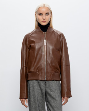 Max Mara Sportmax Brown leather bomber jacket AMOUR SPXAMOUR