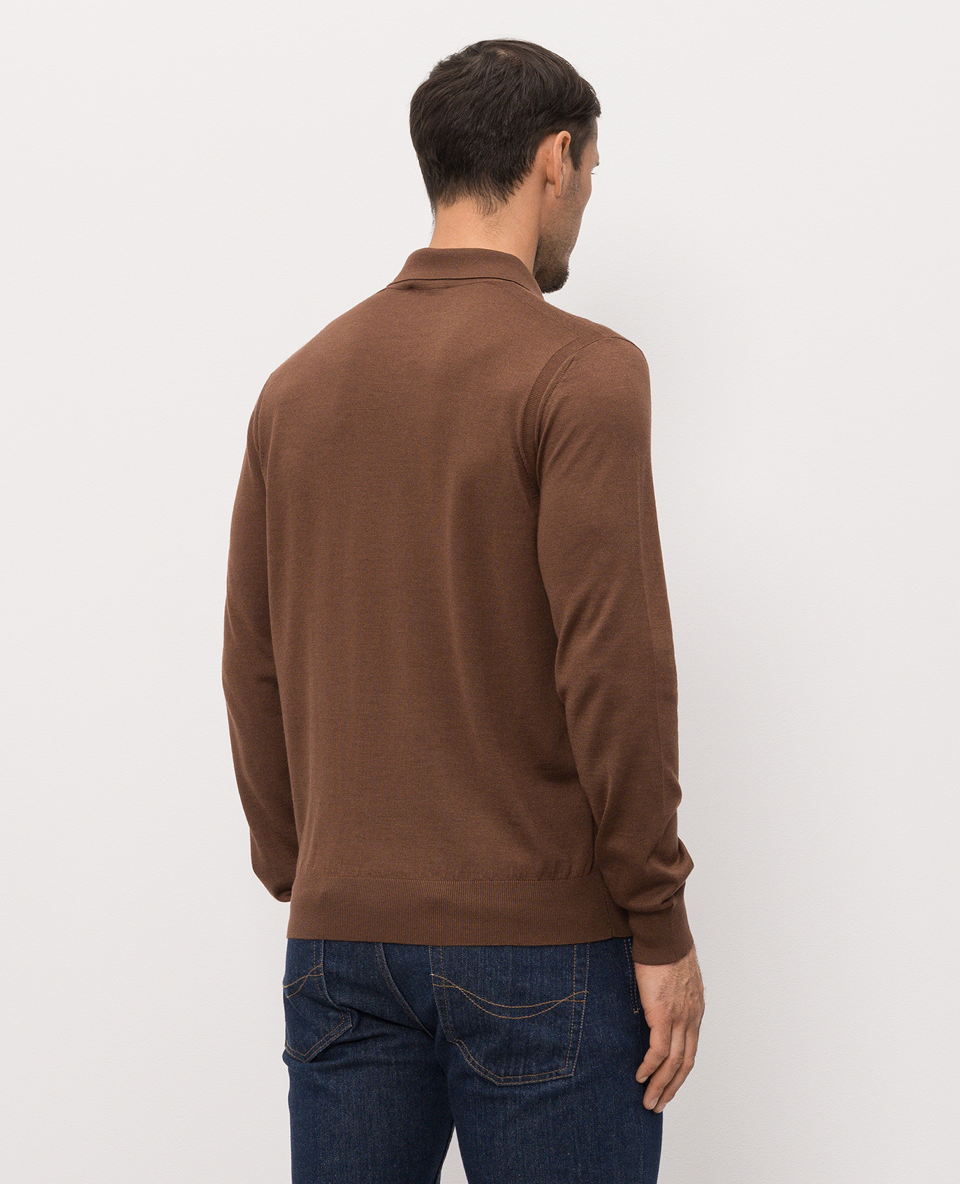 Brown cashmere and silk polo with zipper Stefano Ricci 4