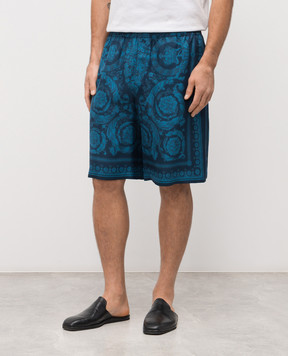 Versace Blue printed silk shorts 10024761A13557