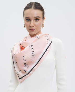 Givenchy Pink Shadow silk scarf with logo 710009495005