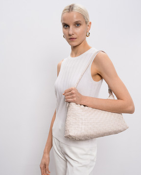 Dragon Pink Leather Woven Hobo Salvage Bag DGS68170