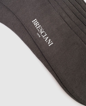 Bresciani Grey ribbed socks MC034UN0004XX