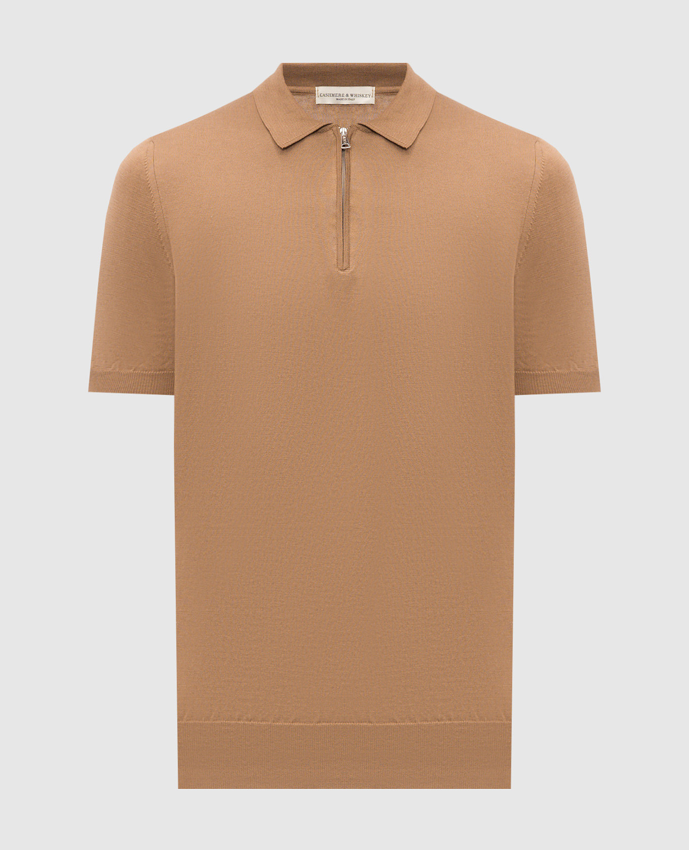 Brown silk polo shirt