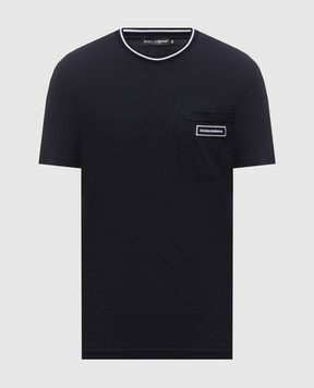 Dolce&Gabbana Blue t-shirt with logo patch G8RA2ZG7Q2P
