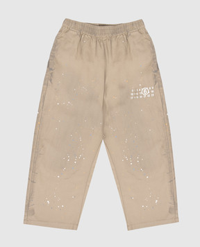 Maison Margiela MM6 Children's brown pants with a paint splatter print M60953MM07B
