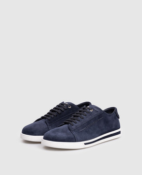Stefano Ricci Blue suede sneakers with monogram logo UV33G5257SDP