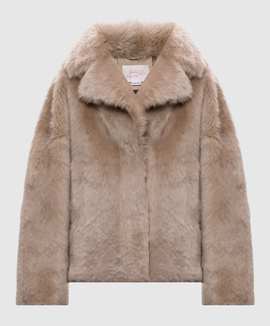 Beige cropped sheepskin coat