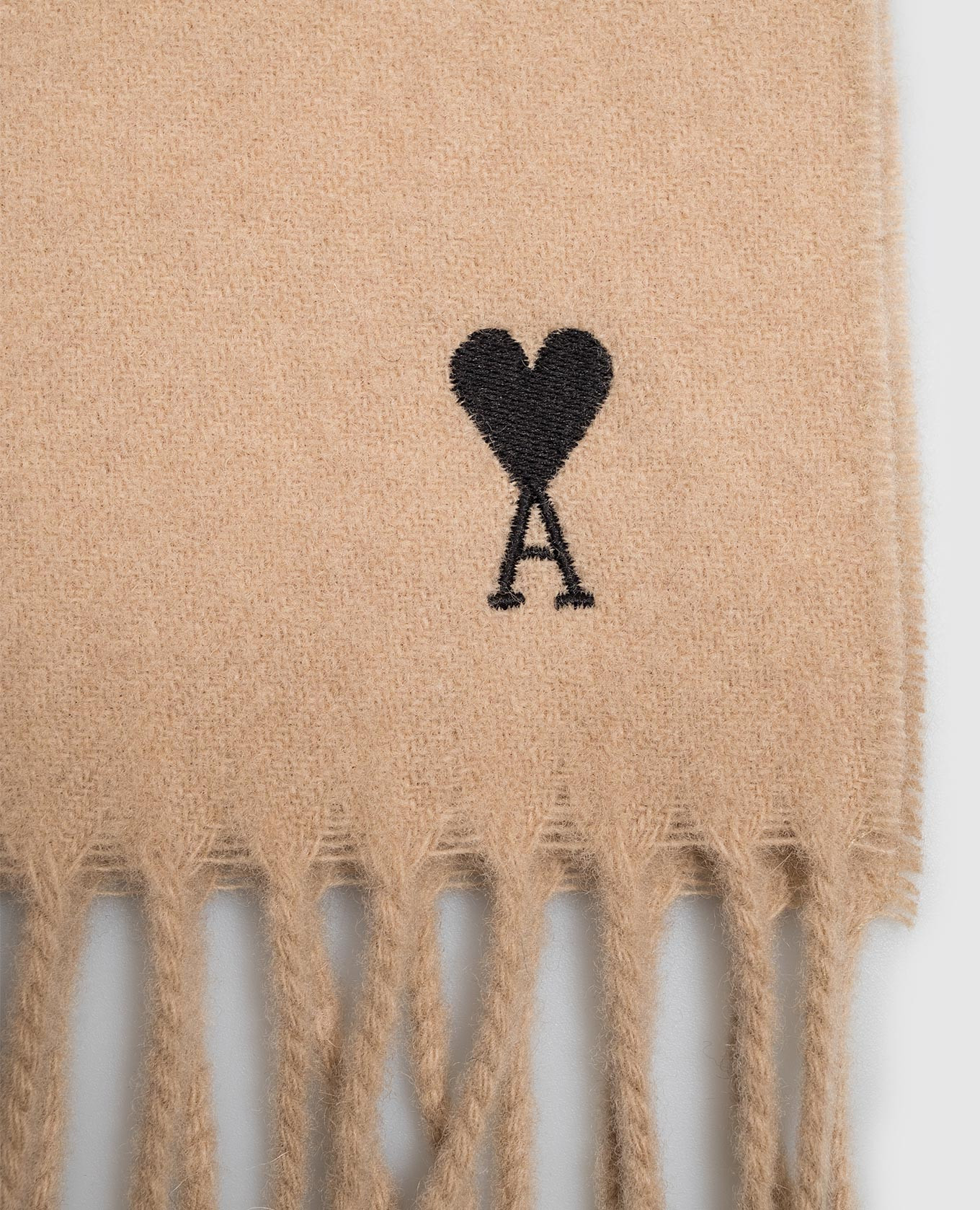 Beige wool scarf Ami Paris 3