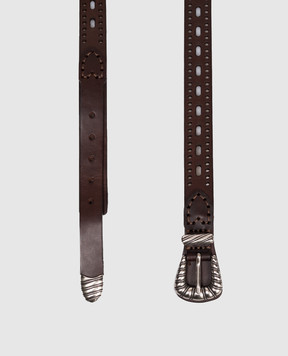 Etro Brown leather belt with perforation WP3B0057AE294