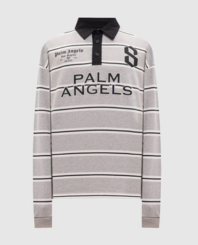 Palm Angels Grey striped sweatshirt with polo collar PMGC01DS26FAB001