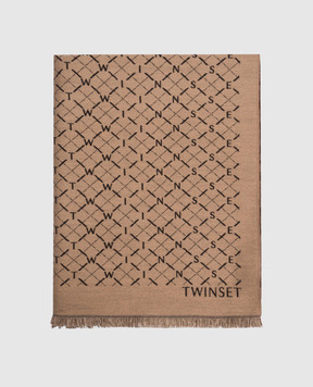 Twinset Brown double-sided patterned scarf 262TA4300