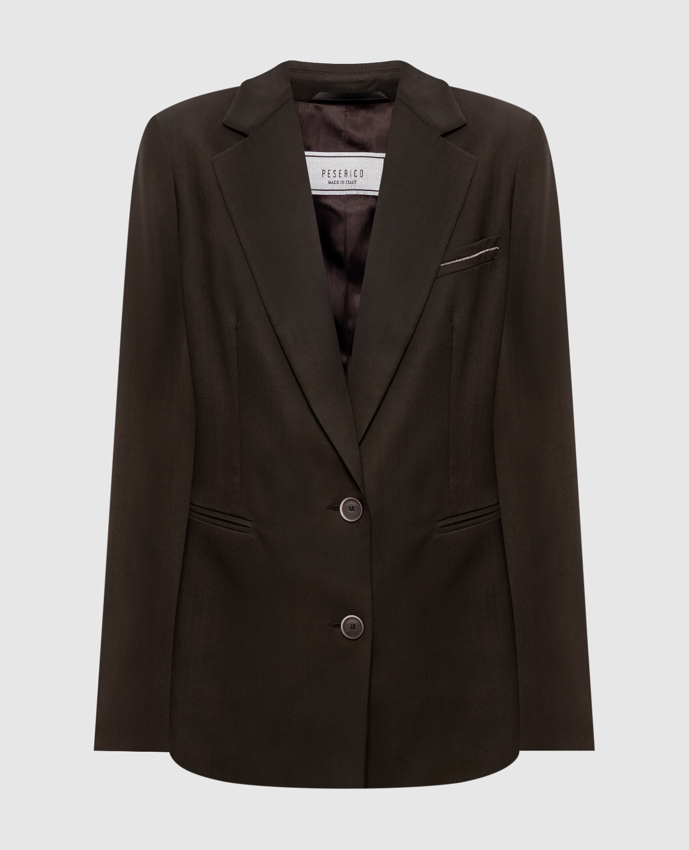 Brown wool jacket with monil chain