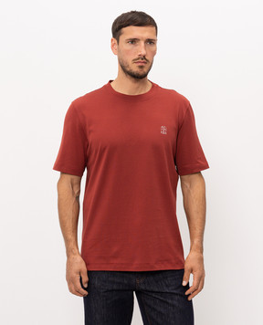 Brunello Cucinelli Terracotta t-shirt with logo print M0B138440