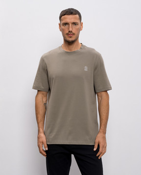 Brunello Cucinelli Khaki T-shirt with logo print M0B138440