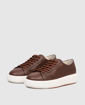 Santoni Brown leather sneakers WBCD61322BARCDYI