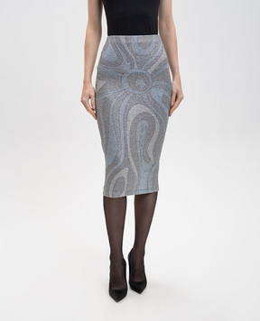 PUCCI Gray midi skirt in Marmo print with lurex 5UJV125U767