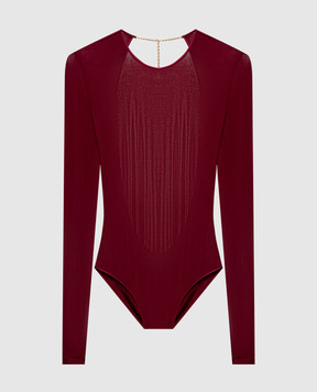 Saint Laurent Burgundy bodysuit with Cassandre pendant 876794Y38DS