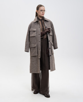 Brunello Cucinelli Brown wool and silk coat MG5319924