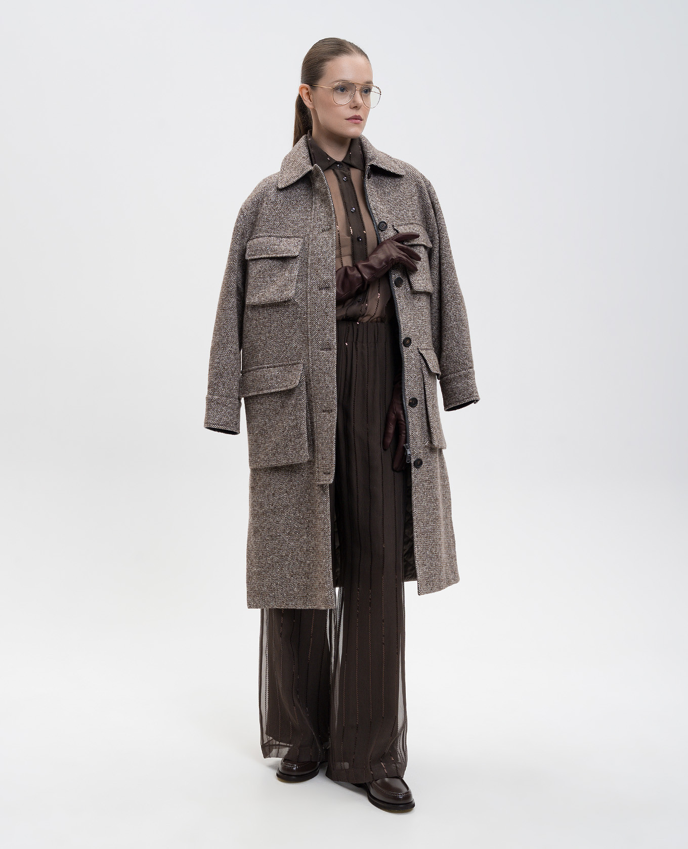 Brown wool and silk coat Brunello Cucinelli 2