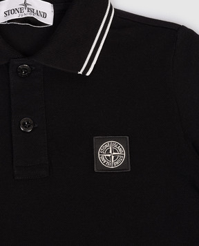 Stone Island Children's black polo shirt with logo patch L1S162200001S00181012