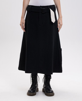 Y`S Yamamoto Black midi skirt with wool YWS14106