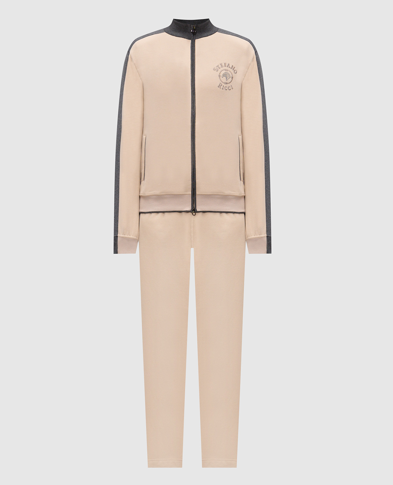 Beige tracksuit with embroidery