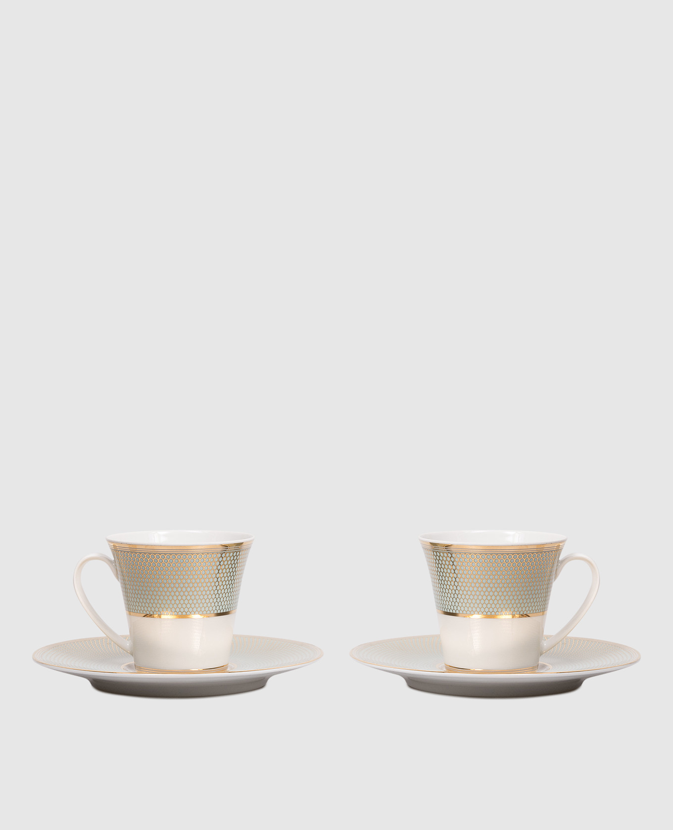 

Set of porcelain tea cups and saucers Stefano Ricci, Green