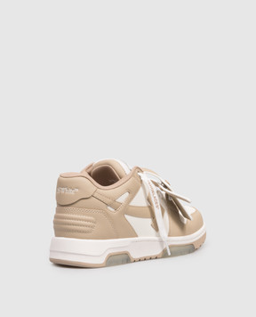 Off-White Out Of Office beige leather sneakers with emblem OWIA259S26LEA002