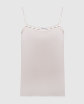 Peserico White silk top with monil chain A08921D07325