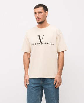 Valentino Beige T-shirt with logo print 8V3MG16PBAQ