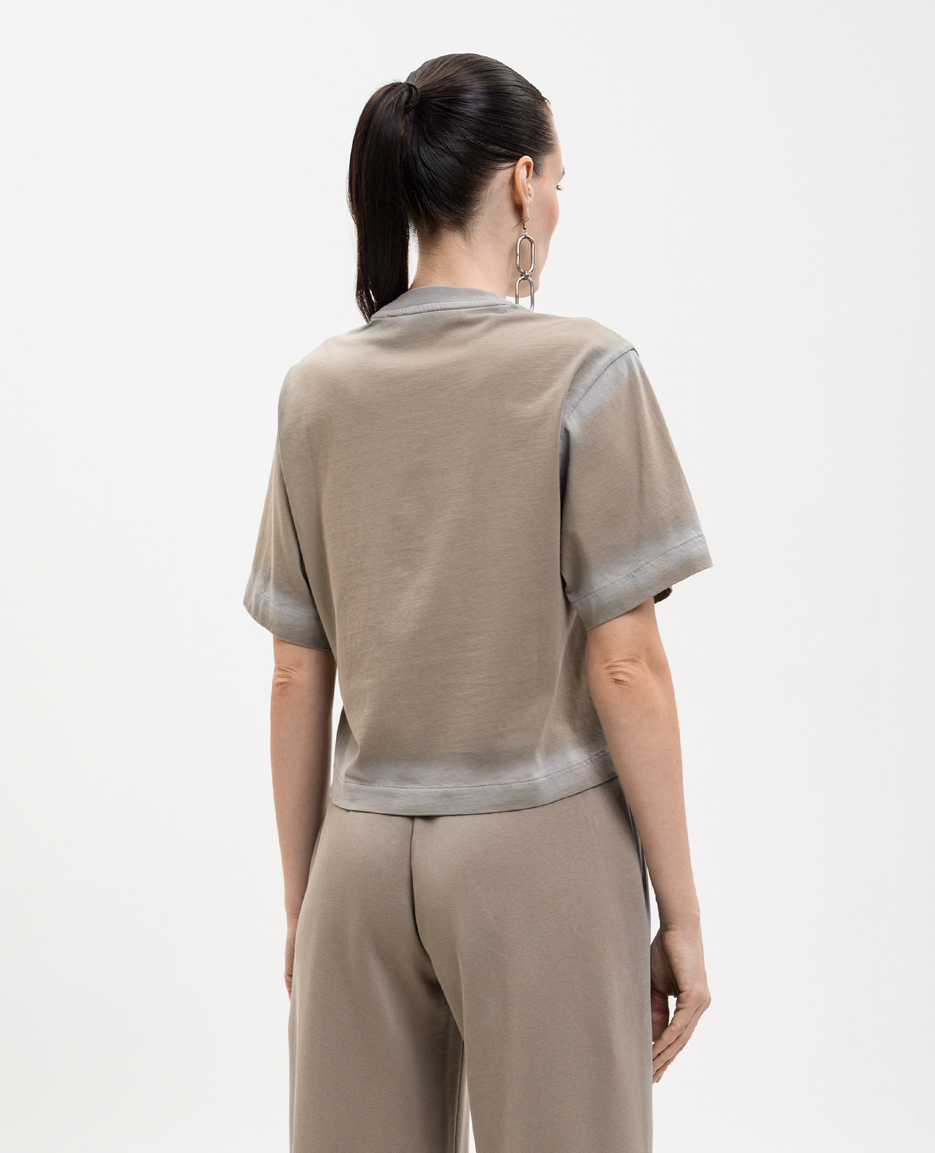 Brown Spray cropped T-shirt with logo print Off-White 4