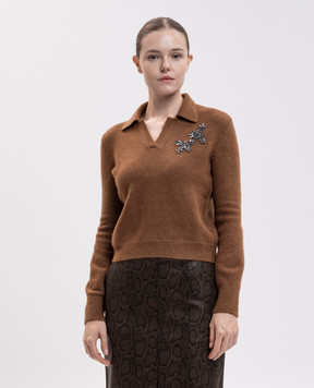 Twinset Brown pullover with polo collar 262AT3121