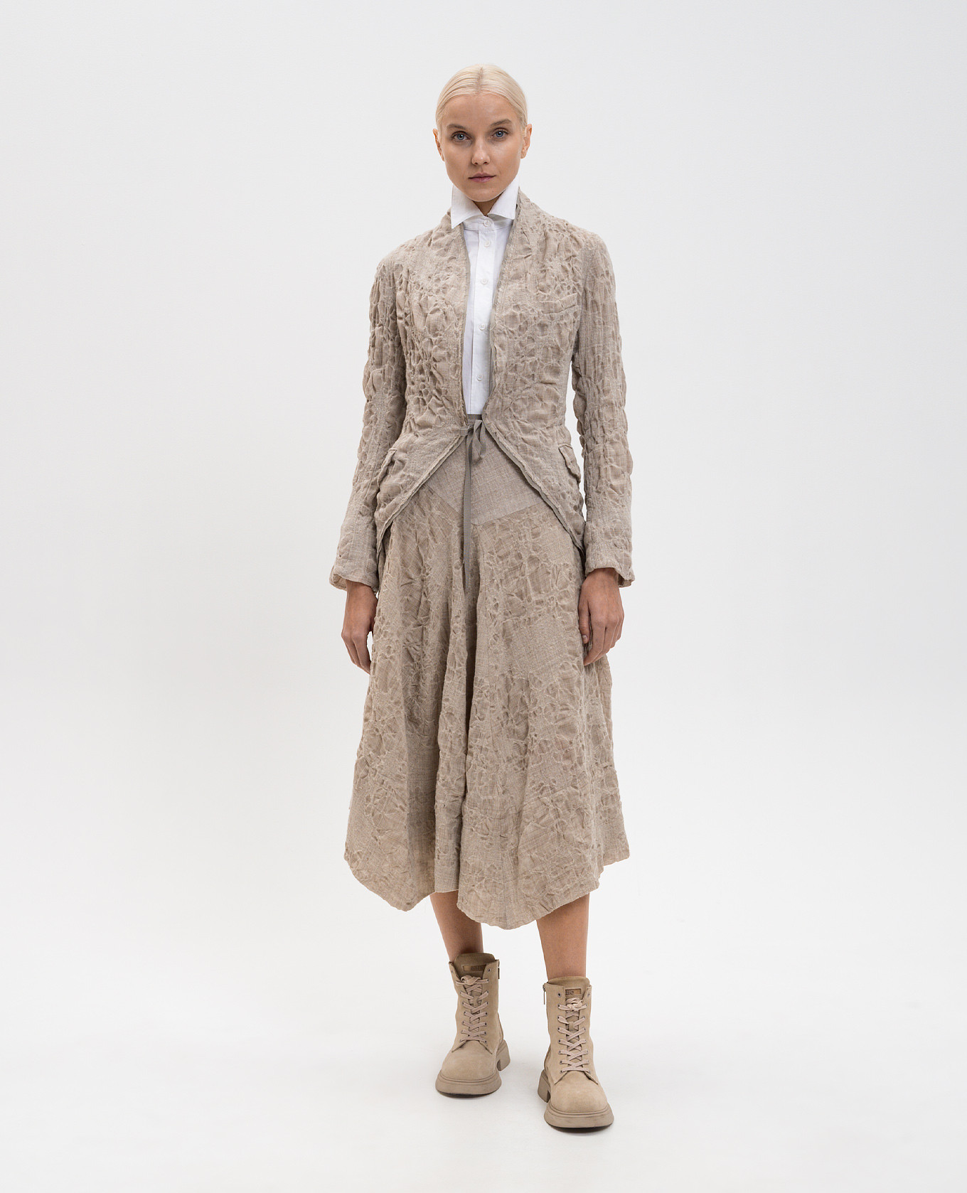 Beige wool midi skirt Marc Le Bihan 2