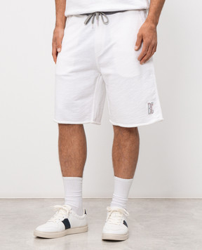Brunello Cucinelli White shorts with monogram print MR8313375G
