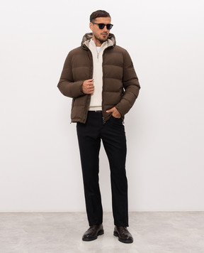 Stefano Ricci Brown down jacket with logo patch MDJ6300270519V