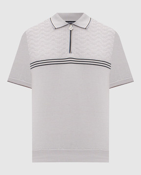 Stefano Ricci Gray silk polo with zipper K818117P31F26283