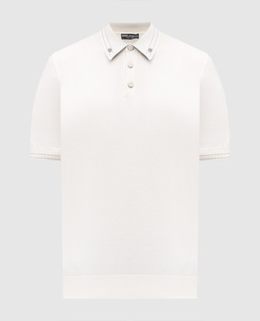 Dolce&Gabbana White silk polo shirt with logo GXZ02TJBSOI