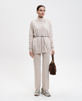 Peserico Beige cardigan made of wool, silk and cashmere S99486F12A09283