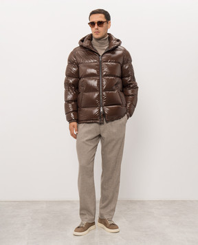 Herno Brown down jacket with monogram patch PI001416U12973