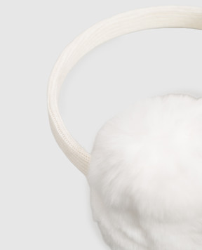 Yves Salomon Enfant Children's white rabbit fur headphones 24WEA008XXREXX