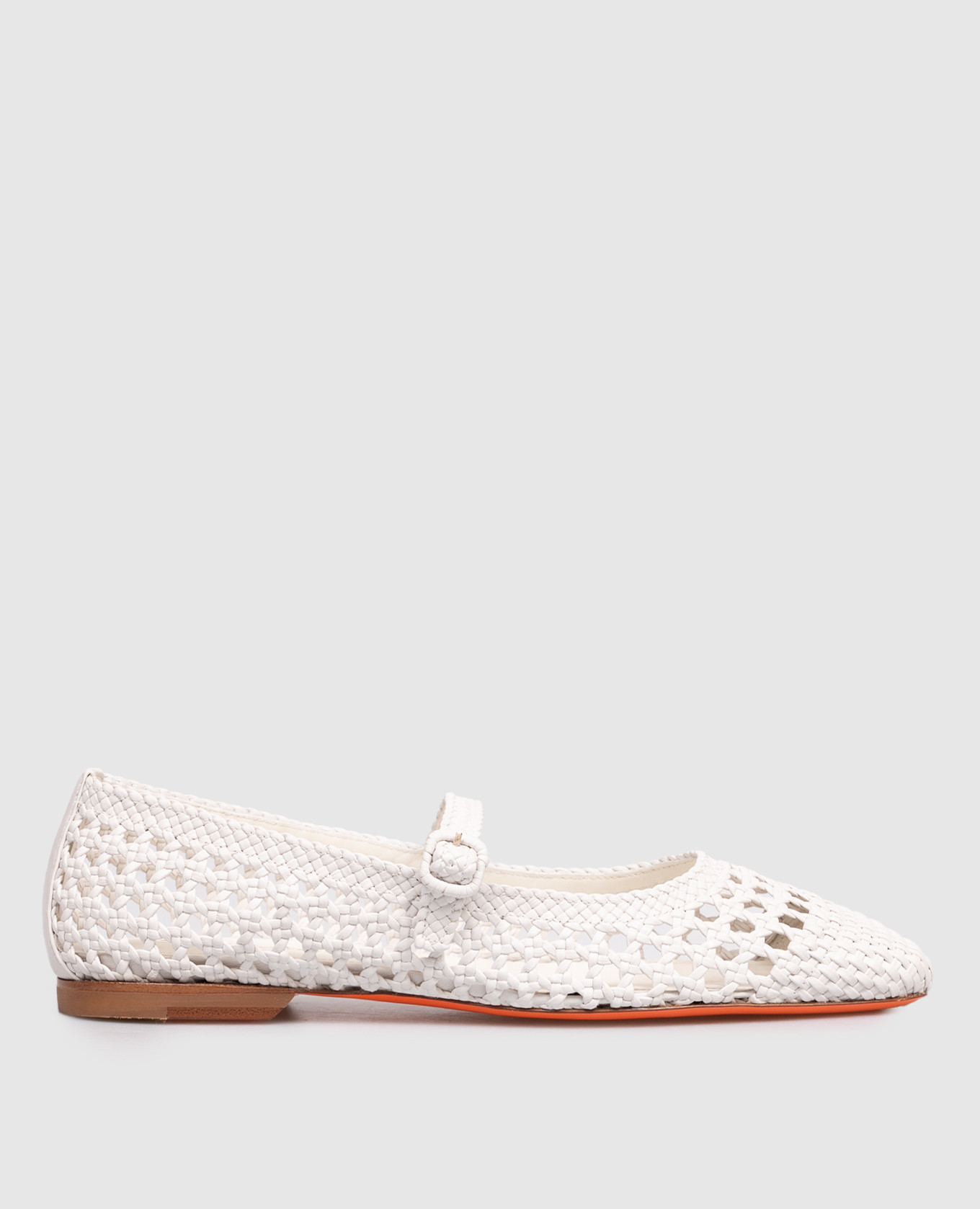 White leather braided ballet flats