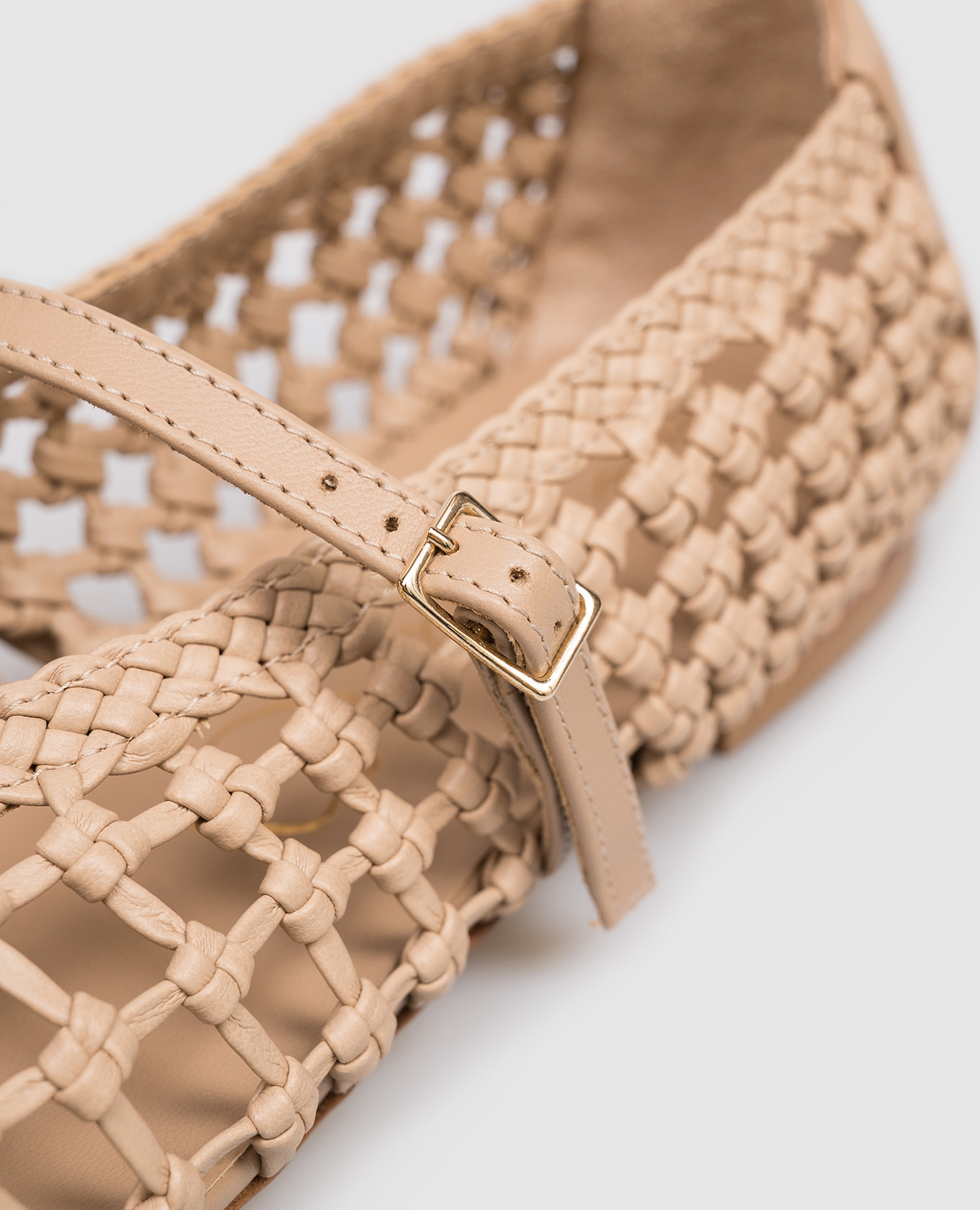 Beige leather ballet flats with weaving Babe Pay Pls 5
