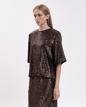 Twinset Brown sequined blouse 262TT2143