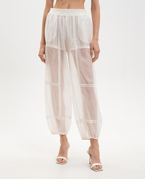 Twinset White joggers with lace 261TF2041